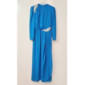 Vintage Miss Elliette California 70's Embellished Blue Beaded Formal Dress XS-S